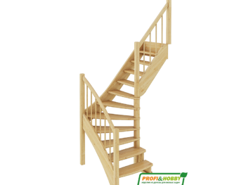 Деревянная лестница на 2-й этаж ЛС-09м-1