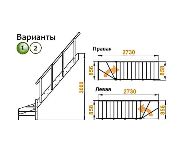 Деревянная лестница на второй этаж ЛС-14м